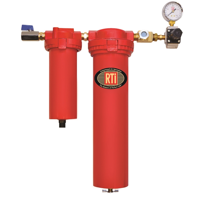 RTI ELIMINATOR II Desiccant Filter/Dryer With Differential Pressure Indicator 3/8" Regulator/Gauge Assembly - E4000-3R