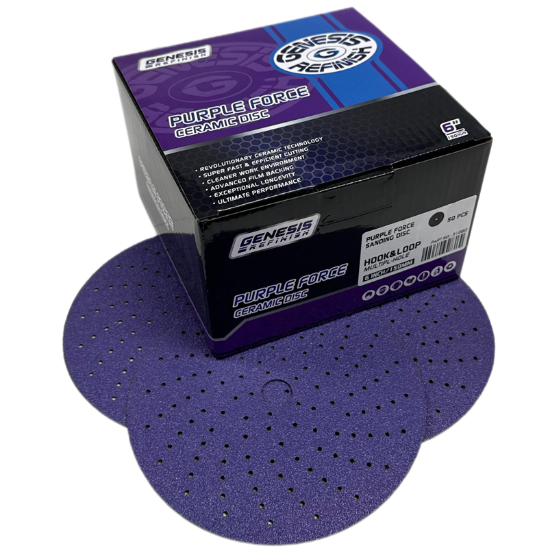 Genesis Refinish 6" 80 Grit Laser Cut, Multi-Hole Hook & Loop Purple Force Revolutionary Ceramic... - GR-31080