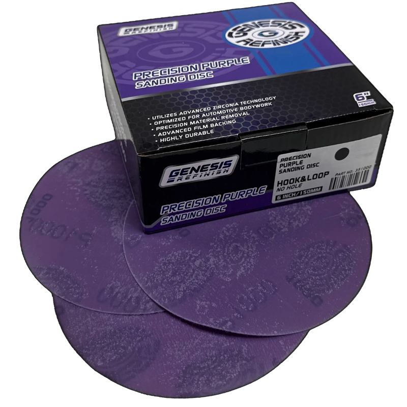 Genesis Refinish 6" 600 Grit Hook & Loop Precision Purple Advanced Zirconia Film (50/Box) - GR-35600