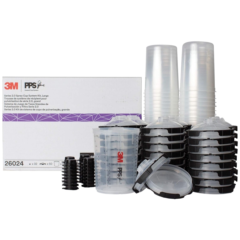 3M Pps 850Ml Large Spray Cup Lid & Liner Kit (50/Box) - 26024